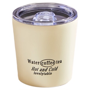 墨色咖啡杯外带不锈钢保温杯随行杯带盖办公室喝水杯美式马克杯子