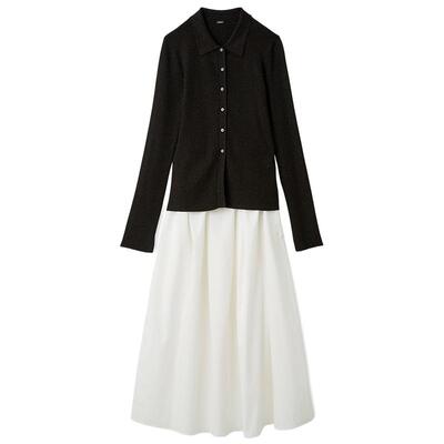 Mila Owen秋冬优雅polo领针织衫喇叭裙套装09WNO255143