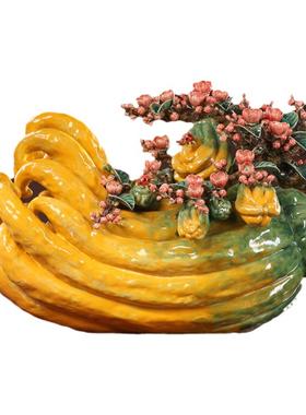 石湾陶瓷招财中式客厅纯手工摆件