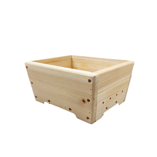 日式实木方形花盆透气多孔设计侧面孔洞盆景杜鹃松柏黄杨种植木盆