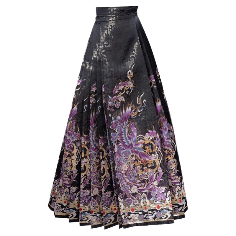 一夢金陵原創(chuàng)漢服高端重工鳳凰織金仿妝花紫色馬面裙套裝新中式女