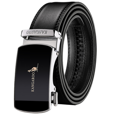 袋鼠男士自动扣双面真皮商务皮带