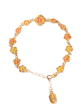 999纯银彩色花朵手链女轻奢小众高级感精致叠戴手饰足银珐琅手串