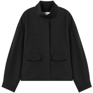 时尚简约立领黑色外套2026春季新款女装通勤宽松休闲小个子上衣
