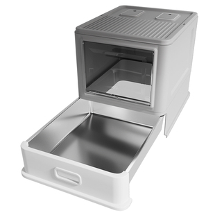 不锈钢猫砂盆超大号防外溅全封闭防臭隔臭猫厕所可折叠抽屉式顶出