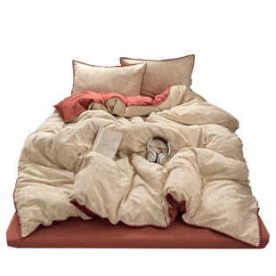 贝壳边纯棉被套单件100全棉磨毛被罩200x230单人1.5米被单四件套