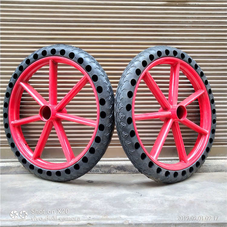 300-18寸加厚载重型手推车建筑工地斗车轮子防刺发泡橡胶实心轮胎