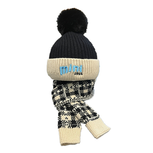 儿童帽子围巾套装男童女童冬季保暖纯棉内里毛线帽宝宝两件套帽潮