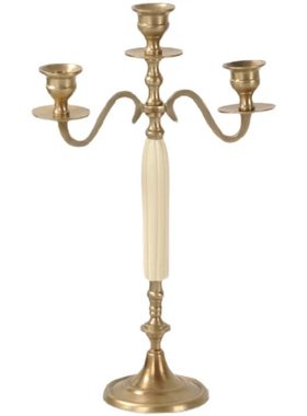 印度进口复古黄铜牛骨雕花烛台摆