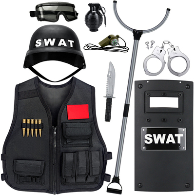 儿童特警装备玩具仿真塑料防爆叉盾牌马甲帽幼儿园防爆演练玩具