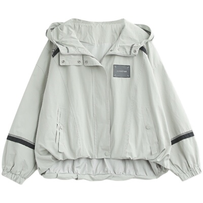 咖咪羽通勤常规前短后长外套连帽