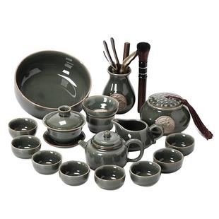 哥窑功夫茶具套装2025新款家用高档办公中式整套陶瓷茶杯泡茶神器
