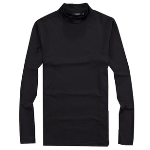 丝光波比绒半高领打底衫男冬季加厚加绒中领长袖t恤保暖内搭上衣