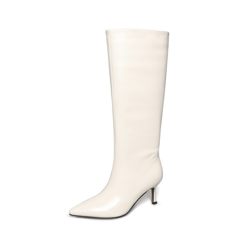 真皮尖头细跟显瘦长筒女靴