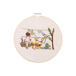 刺绣diy手工自绣材料包儿童团扇初学者制作戳戳绣苏绣丝带绣绣花