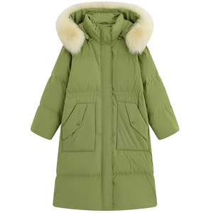 大毛领加厚外套胖莹莹大码女装胖mm冬装宽松遮肉百搭风长款羽绒服