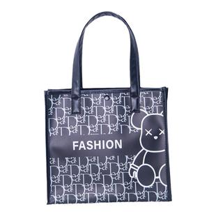 尚盈@ FASHION熊pe磨砂手提果冻包大容量防水耐磨购物袋手拎包