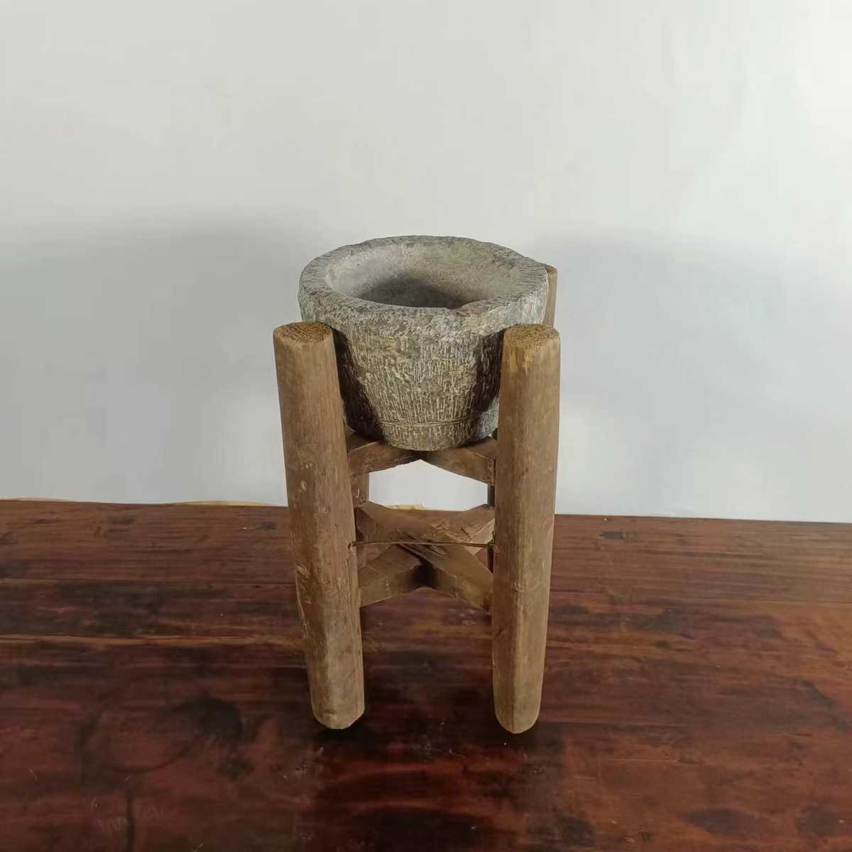 民俗老物件老石臼复古怀旧摆件创意花架花盆装饰道具纪念收藏品