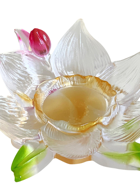 琉璃水仙花杯托茶室桌面摆件