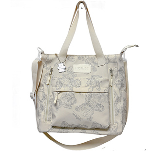 大容量通勤单肩包日系ins可爱小熊复古托特包学生上课补习斜挎包