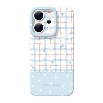 适用opporeno16手机壳女款reno15pro+保护套14全包9pro硅胶8防摔reno7se高级oppo软壳12好看11外壳蓝格13星星