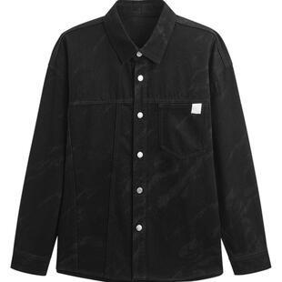 GXG男装 黑色激光烧花牛仔衬衫 24年春季品GFX1E900571