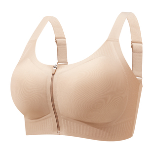 前拉链运动内衣女中老年妈妈文胸聚拢收副乳无痕背心防下垂无钢圈