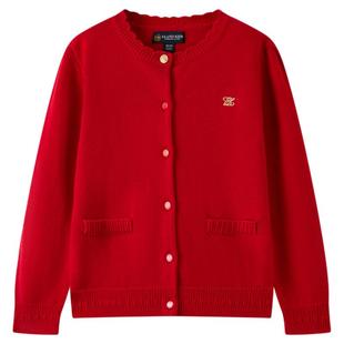 【含绵羊毛】eland kids衣恋童装女童针织开衫25秋冬新品新年毛衣