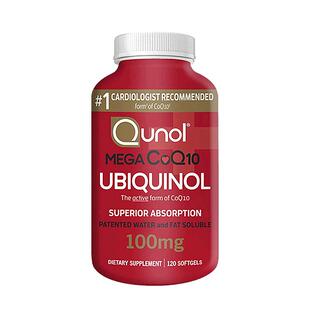 美国直邮Qunol水溶性辅酶CoQ10呵护心脏中老年人健康120粒/瓶