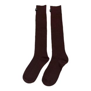 秋冬字母布标袜子小腿袜女ins潮百搭堆堆袜美拉德风灰色jk高筒袜