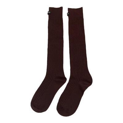 及膝袜显瘦棉质布标文艺字母