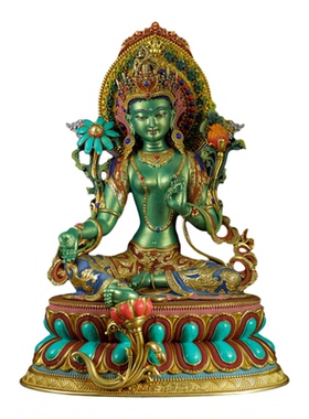 新品多款黄铜彩绘鎏金铜佛像度母长寿释迦药师文殊地藏5寸7寸摆件