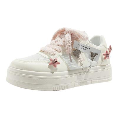 蓓尔夏季小白鞋女款板鞋网面透气2025新款软底百搭网鞋休闲运动鞋