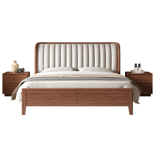 宋氏美学实木床主卧高端大气双人1.8米气压高箱1.5M单人软靠真皮