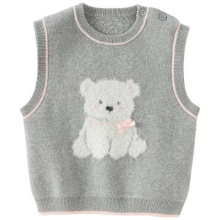 戴维贝拉女童春装毛衣背心中大童针织衫马甲2026新款儿童洋气上衣