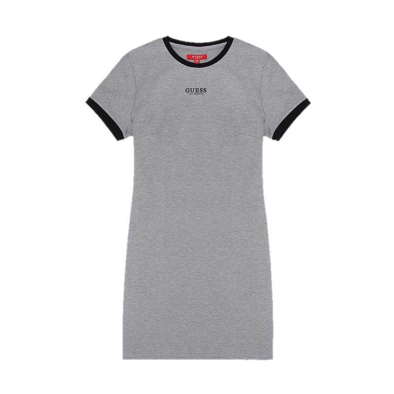 GUESS 女士紧致有型撞色减龄时尚圆领T恤连衣裙-Q3PK32K2Q40
