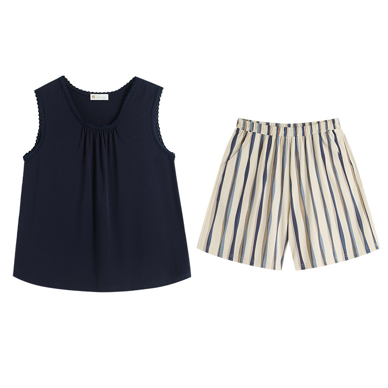 夏季柔软棉情侣休闲家居服套装