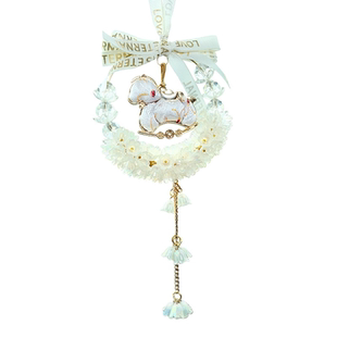 2026新款汽车挂件铃兰花宋锦小马车载后视镜吊坠高级感车内挂饰女