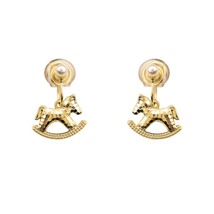 ins轻奢闪亮小马摇马耳夹女无耳洞耳钉女金色新款设计师款耳环年