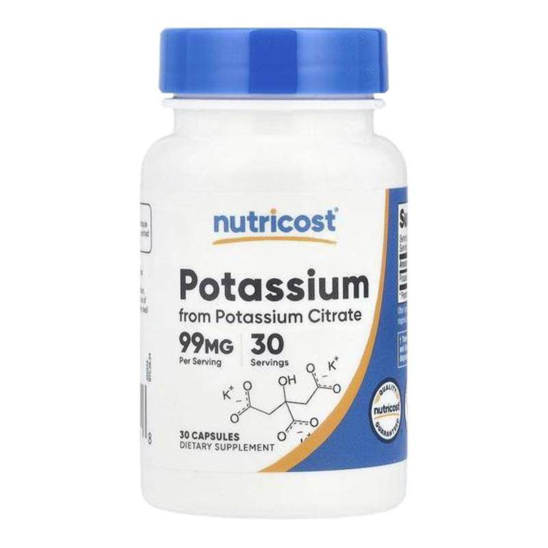 Nutricost Potassium钾胶囊守护肌肉神经健康电解质补充维护能量