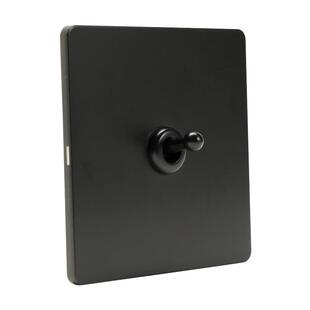 PIALT 86型黑杆北欧简约风格 哑光黑色墙壁开关面板拨杆 复古插座