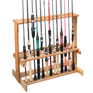UMI鱼竿展示架实木竹制多功能路亚竿手竿家用收纳架渔具店摆放架