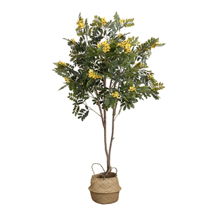 仿真绿植大型室内客厅仿生植物落地盆栽黄槐花树假绿植装饰摆件