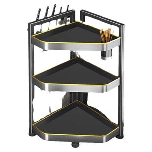 厨房置物架台面转角三角调味品多功能调味罐收纳盒免打孔调料架子