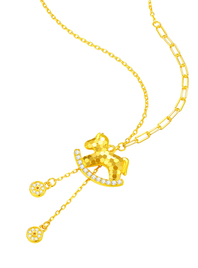 周大生纯银生肖马本命项链