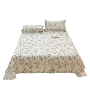 新款老粗布床单单件非纯棉全棉加厚亚麻凉席枕套三件套宿舍被单人