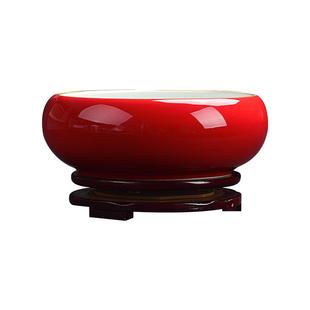 大口径水仙花盆陶瓷大号家用无孔铜钱草专用水培一叶莲碗莲带底座