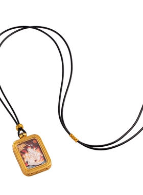 铜镀金九尾狐手绘吊坠