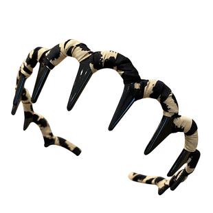 高颅顶大波浪长齿发箍洗脸专用布艺头箍女高级感外出百搭发卡发饰