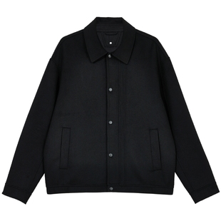 杰克琼斯男装秋冬新略宽松时尚潮流基础百搭按扣门襟尖领毛呢大衣